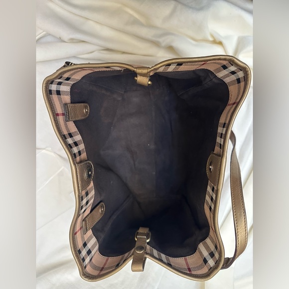 Burberry Gold Leather Haymarket Coated Canvas Canterbury Good used condition - Picture 5 of 16